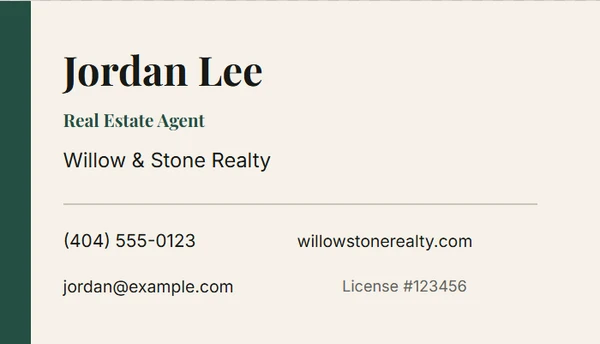 Editorial Agent Business Card — example design