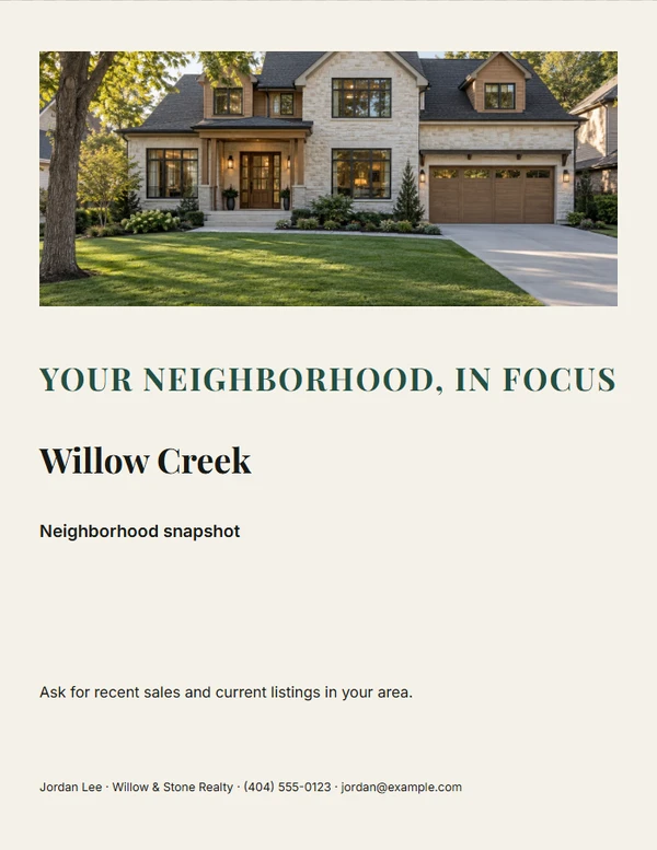 Neighborhood Market Update — example design