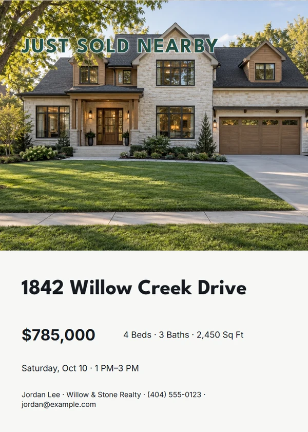 Recently Sold Nearby — example design