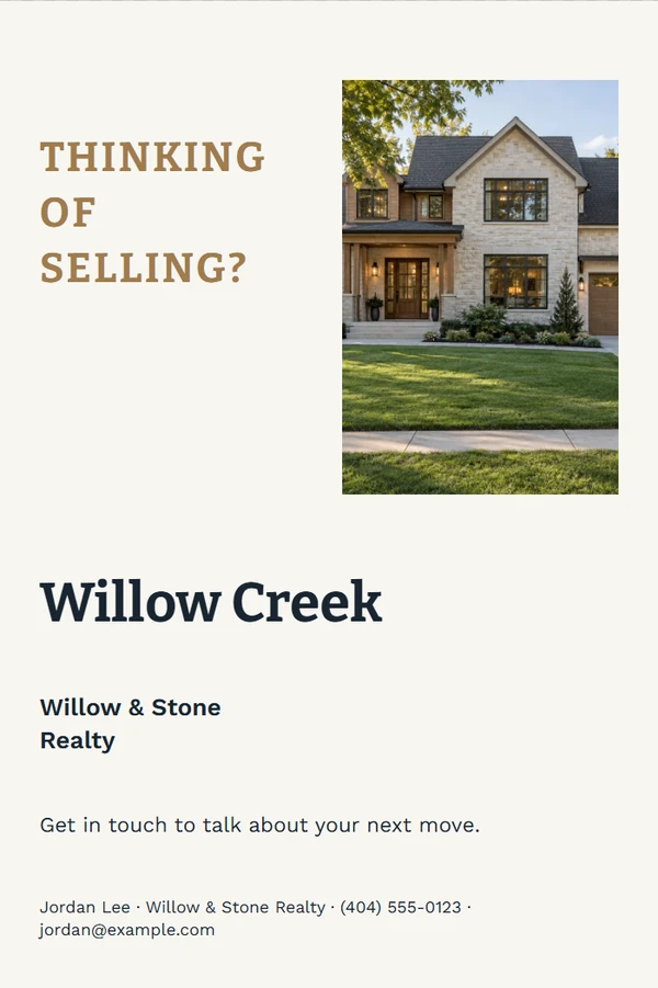 Thinking of Selling? Mailer — example design