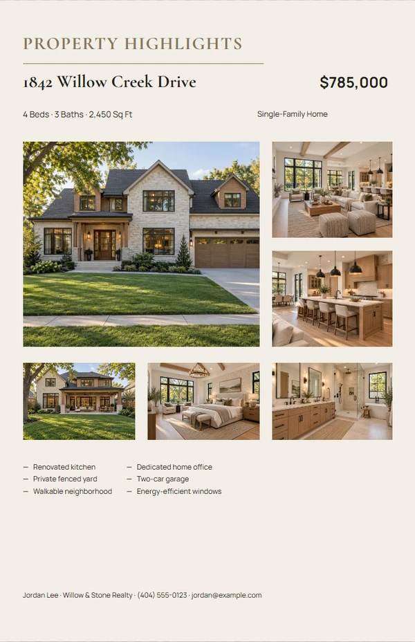 Tabloid Property Showcase — example design