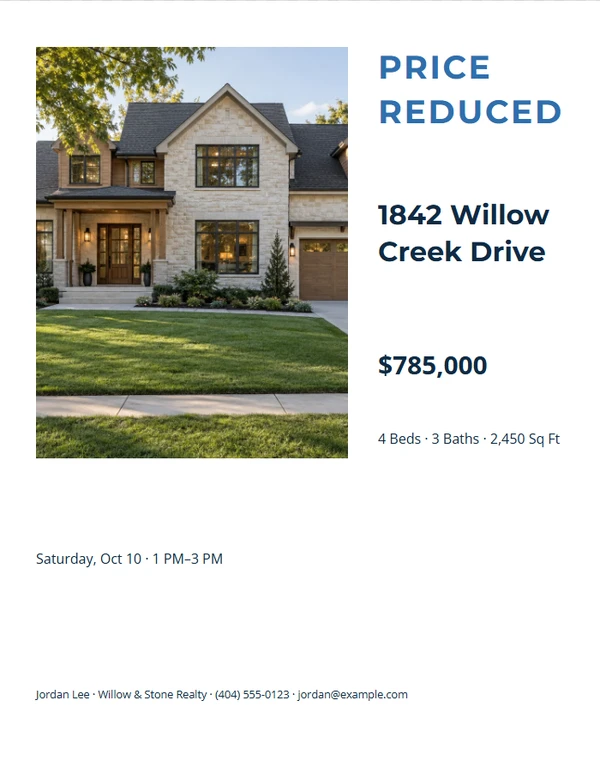 Price Reduced Flyer — example design