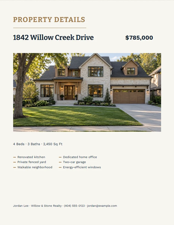 Essential Take-One Property Sheet — example design