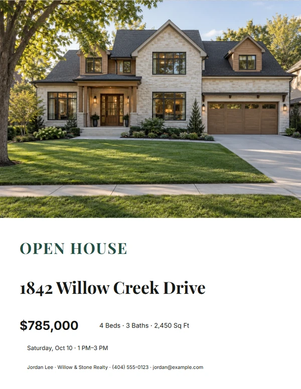 Editorial Story Open House Flyer — example design