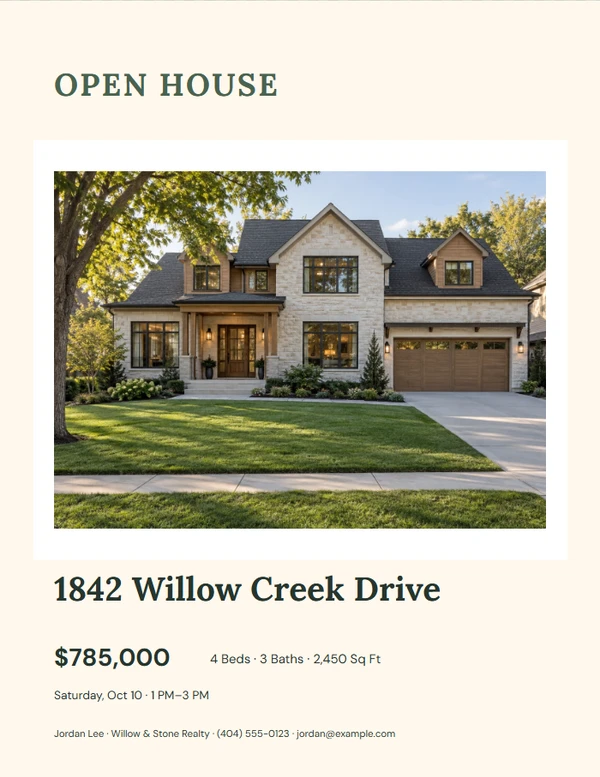 Warm Residential Open House Flyer — example design