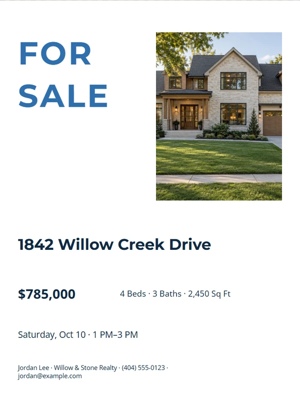 Readable For Sale Sign — example design